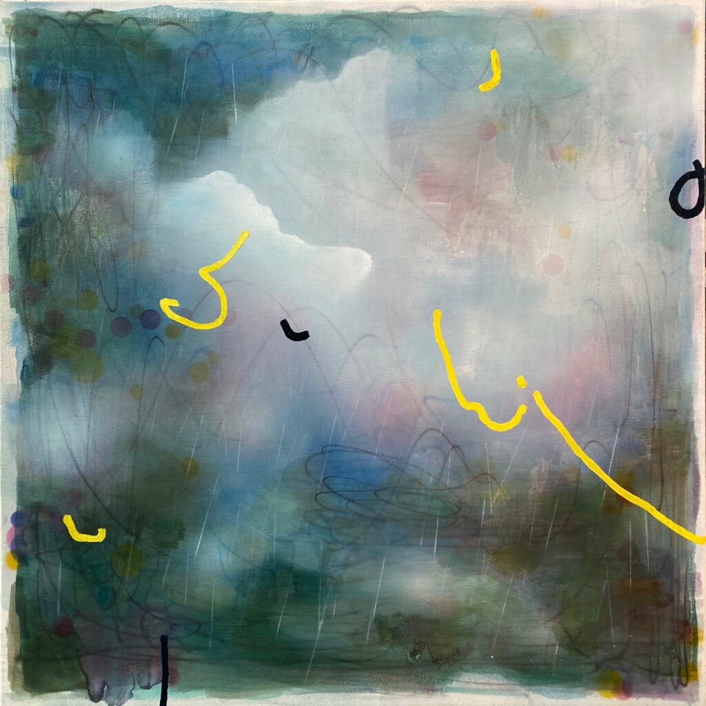 Verlust im Regen, Mischtechnik auf Leinwand,80cm X 80cm,2022 (1)