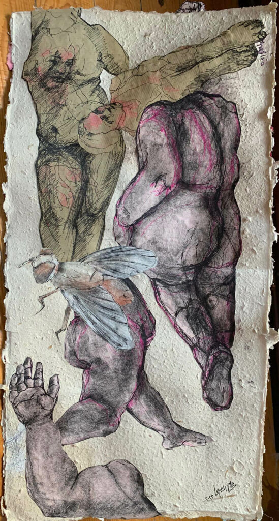 2- 60X30 CM, DRAWING AND COLLAGE ON HANDMADE PAPER, 2022