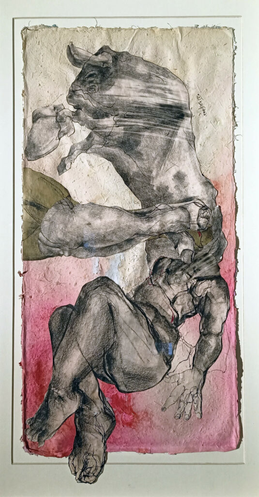 60x30 cm, drawing and collage on handmade paper, 2022, 40.000 EGP.